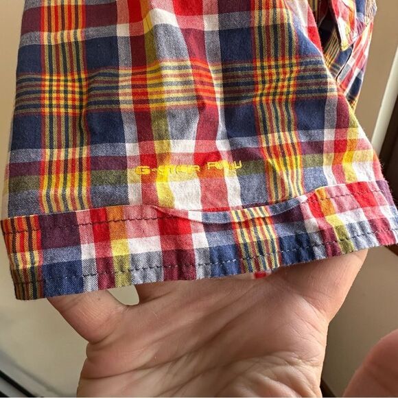 G-Star Raw Men's Multicolor Anderson Keith Plaid Short Sleeve Shirt Size Large - Picture 4 of 14